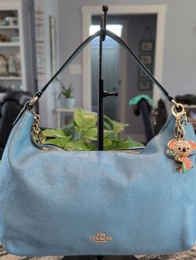 Coach Celeste Convertible Hobo Pebbled Leather Bag in Summer Blue